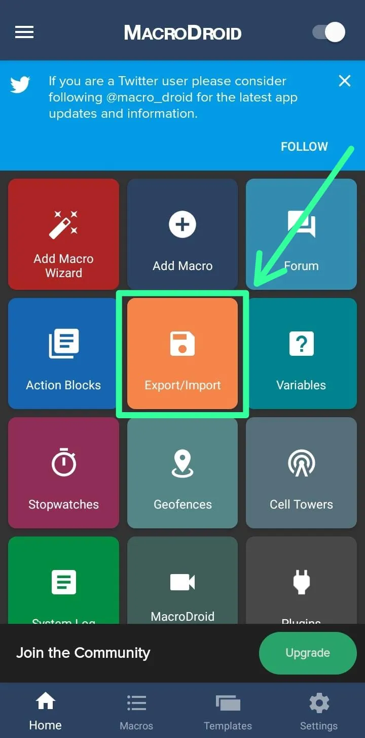 Makrodroid Menu